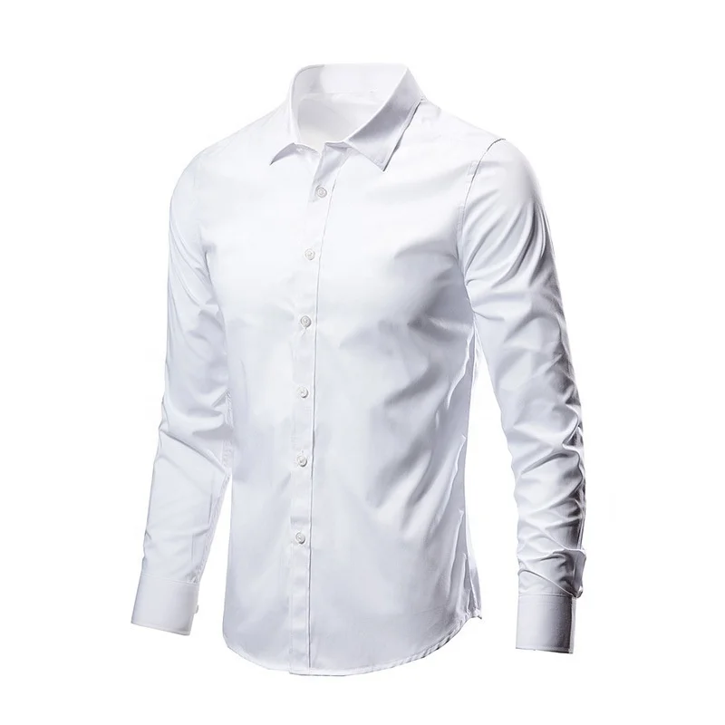 Autumn Formal Professional Work Shirt Men's White Twill Slim Fit Dress Shirt Long Sleeve Non-Iron Business Casual Men's Shirt