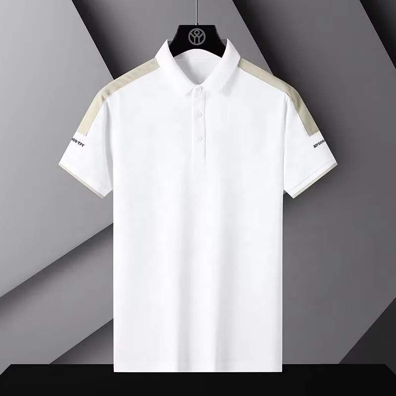 Summer Fashionable Knitted Men's T-Shirt Casual Men's Short Sleeve T-Shirt Solid Color Loose Fit Men's Polo Shirt