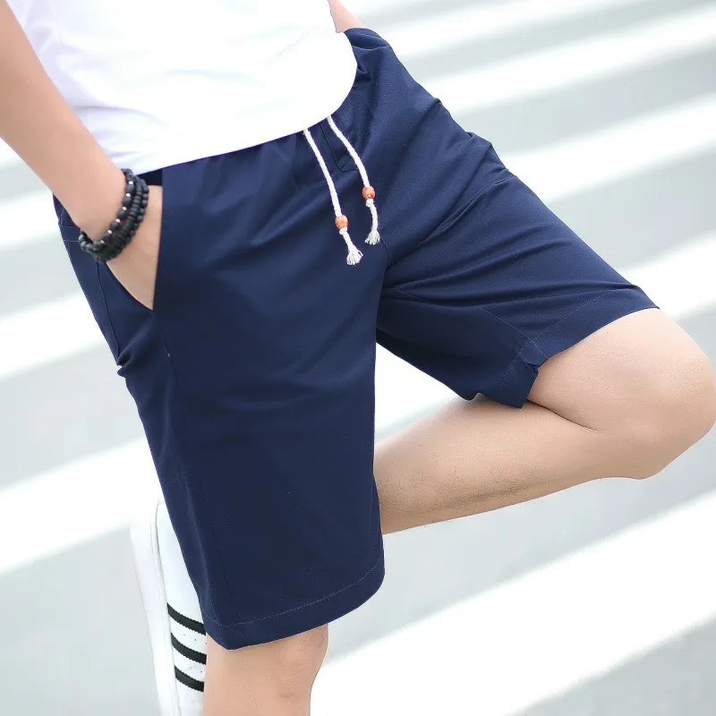 Loose Fit Lightweight Cotton Men's Shorts Big Size Drawstring Waist Design Men's Knit Shorts Solid Pattern Men's Shorts